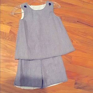 NEW-Timeless Tots navy/white gingham shorts set